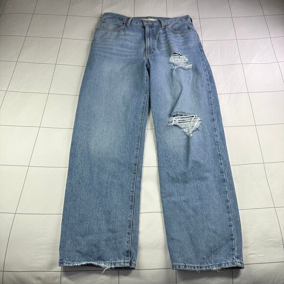 Levi’s Jeans Womens 30 Blue 94 Baggy High Rise Distressed Cotton 5 Pocket Ripped - Picture 1 of 12